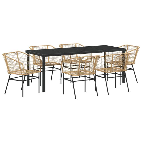 vidaXL Have Spisebordss&aelig;t 7 pcs Brun polyrattan