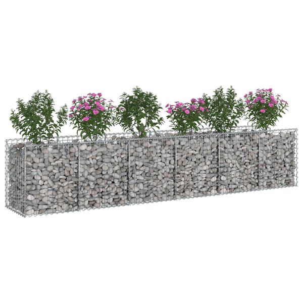 vidaXL Gabion h&oslash;jbed 2 pcs S&oslash;lv 300 x 50 x 60 cm Galvaniseret st&aring;l