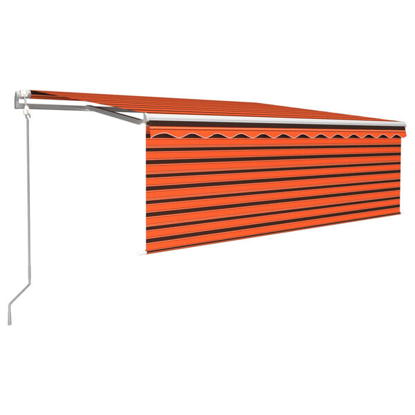 vidaXL markise m. gardin+LED+vindsensor 4,5x3 m automatisk orange/brun