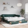 vidaXL daybed med udtr&aelig;k og skuffer 100x200 cm velour m&oslash;rkegr&oslash;n