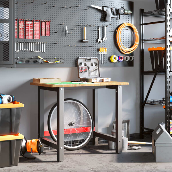 vidaXL arbejdsb&aelig;nk 100x60x81,5 cm massivt egetr&aelig; rektangul&aelig;r lysebrun