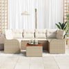 vidaXL Havesofa S&aelig;t med pude 7 pcs Beige polyrattan