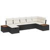 vidaXL Havesofa S&aelig;t med pude 7 pcs Sort Poly rattan