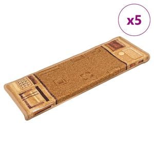 vidaXL selvkl&aelig;bende trappem&aring;tter 5 stk. 65x21x4 cm beige