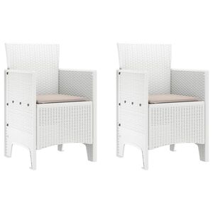 vidaXL Have Stol med pude 2 pcs Hvid 53 x 49 x 85 cm Polypropylen