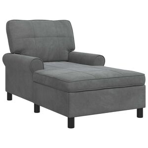 vidaXL Chaise Lounge med pude M&oslash;rkegr&aring; 91 x 157 x 91 cm Fl&oslash;jl
