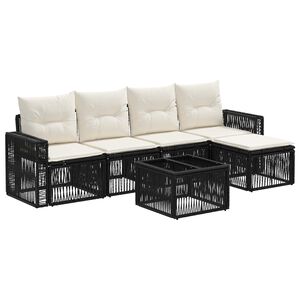 vidaXL Havesofa S&aelig;t 6 stk. 5-personers Sort og Cremehvid polyrattan