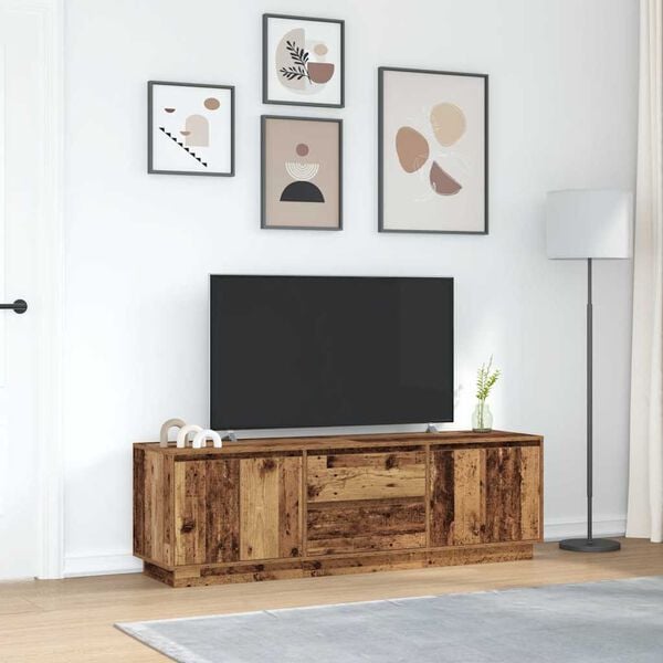 vidaXL tv-bord med LED-lys 160,5x41x50 cm antikt tr&aelig;