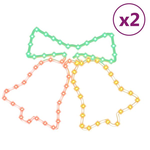 vidaXL juleklokker 2 stk. 50x56 cm 72 LED'er julefigur