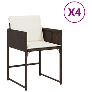 vidaXL havestole 4 stk. med hynder polyrattan brun