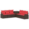 vidaXL Sofa S&aelig;t 7 stk. Brun og R&oslash;d Poly Rattan og St&aring;l