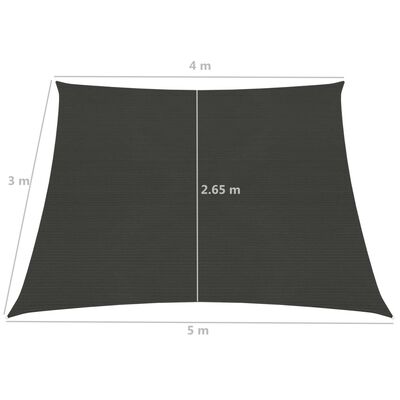 vidaXL solsejl 160 g/m² 4/5x3 m HDPE antracitgrå