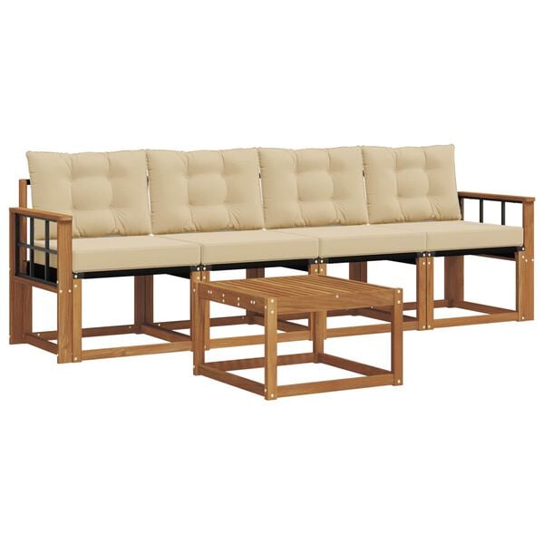 vidaXL Udend&oslash;rs sofagruppe med pude 5 pcs Naturlig og Beige