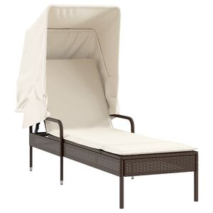 vidaXL loungesofa med baldakin polyrattan brun