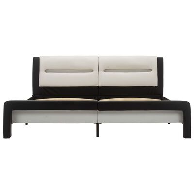 vidaXL sengestel med LED 180x200 cm kunstlæder sort og hvid