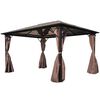 vidaXL havepavillon med gardin brun aluminium 400 x 300 cm