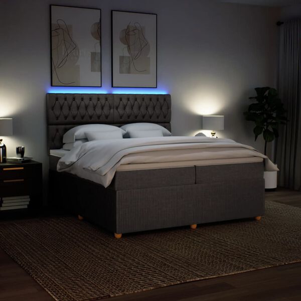 vidaXL kontinentalseng med madras 200x200 cm stof gråbrun