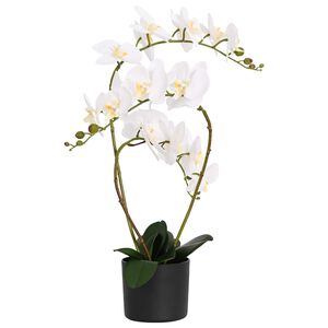 vidaXL Kunstig orkideplante med potte Hvid 45 x 15 x 65 cm