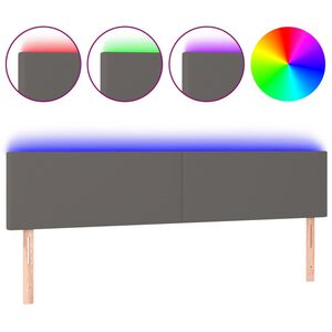 vidaXL sengegavl med LED-lys 160x5x78/88 cm kunstl&aelig;der gr&aring;