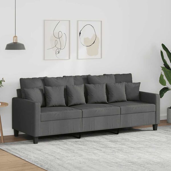 vidaXL 3-personers sofa 180 cm stof m&oslash;rkegr&aring;