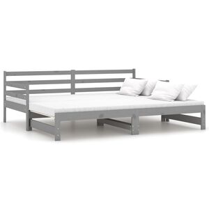 vidaXL daybed med udtr&aelig;k 2x(90x200) cm massivt fyrretr&aelig; gr&aring;