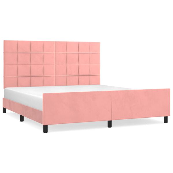vidaXL sengeramme med sengegavl 160x200 cm fl&oslash;jl pink