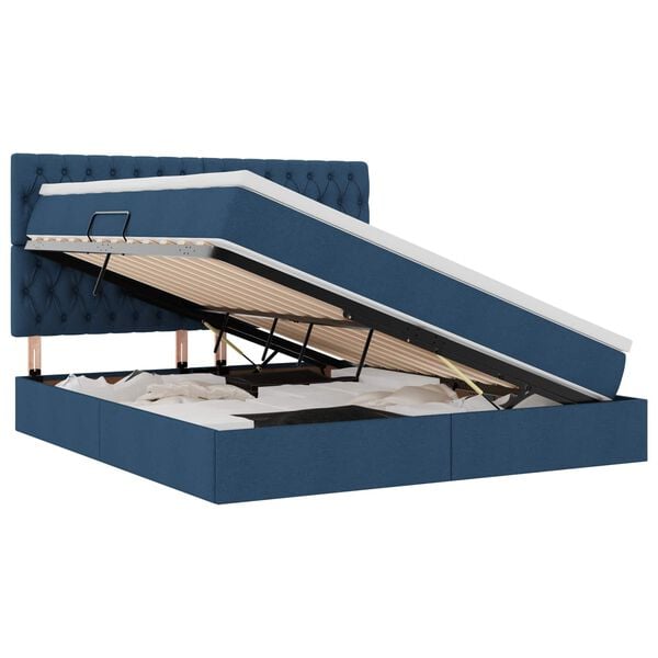 vidaXL Seng med opbevaring og madras Bl&aring; 180 x 200 cm Polyester