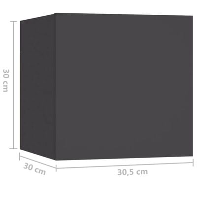 vidaXL sengeskab 30,5x30x30 cm spånplade grå