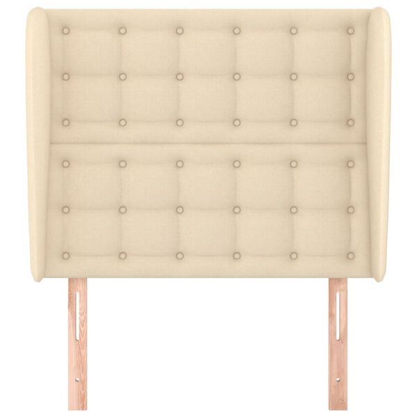 vidaXL sengegavl med kanter 83x23x118/128 cm stof cremefarvet