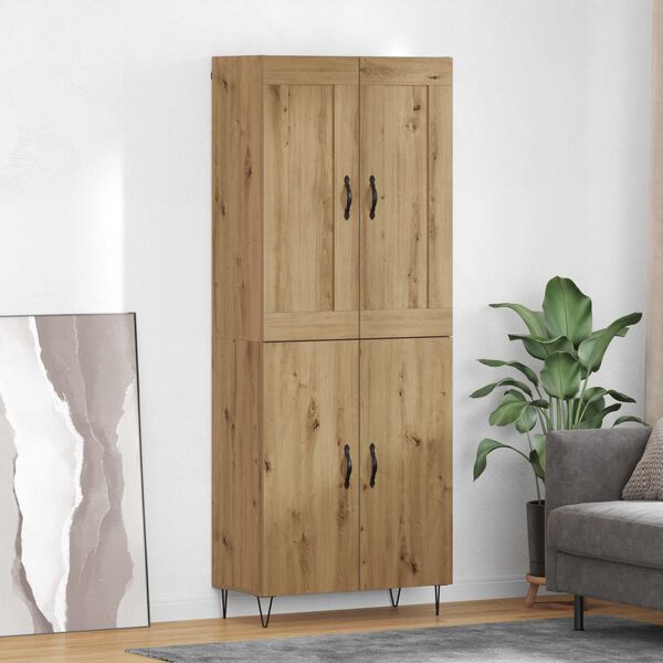 vidaXL Highboard Artisan Egetr&aelig; 69,5 x 34 x 180 cm Konstrueret tr&aelig;