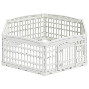 vidaXL 6 Panelers hundelegeplads 122 x 106,5 x 40 cm Plastik Hvid