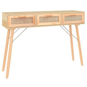 vidaXL konsolbord 105x30x75 cm massivt fyrretr&aelig; naturlig rattan brun