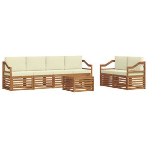 vidaXL Udend&oslash;rs sofagruppe 7 pcs Naturlig og Fl&oslash;de Massivt Akacietr&aelig;