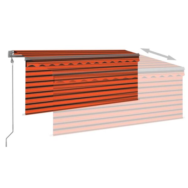 vidaXL markise m. gardin 3x2,5 m automatisk betjening orange og brun