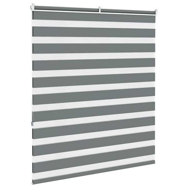vidaXL zebragardin m&oslash;rkegr&aring; 125x150 cm stofbredde 120,9 cm polyester