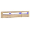 vidaXL tv-bord med LED-lys 195x35x40 cm sonoma-eg