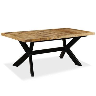 vidaXL spisebord i massivt mangotræ og stål krydsstel 180 cm