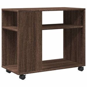 vidaXL sidebord med hjul 70x35x60 cm konstrueret tr&aelig; brunt egetr&aelig;
