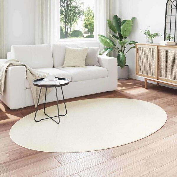 vidaXL Omr&aring;det&aelig;pper Oval HUARTE Creme 200 x 140 cm 100% polyester