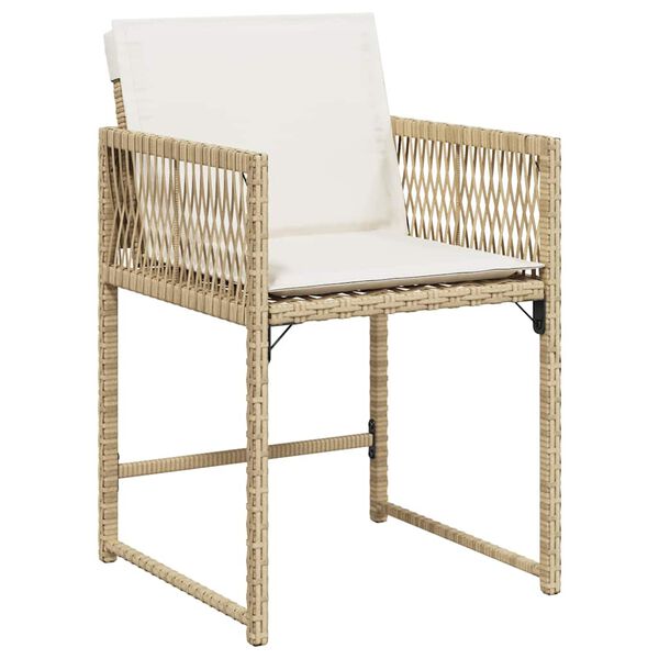 vidaXL havestole 4 stk. med hynder polyrattan beige