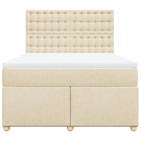 vidaXL kontinentalseng med madras 160x200 cm stof cremefarvet