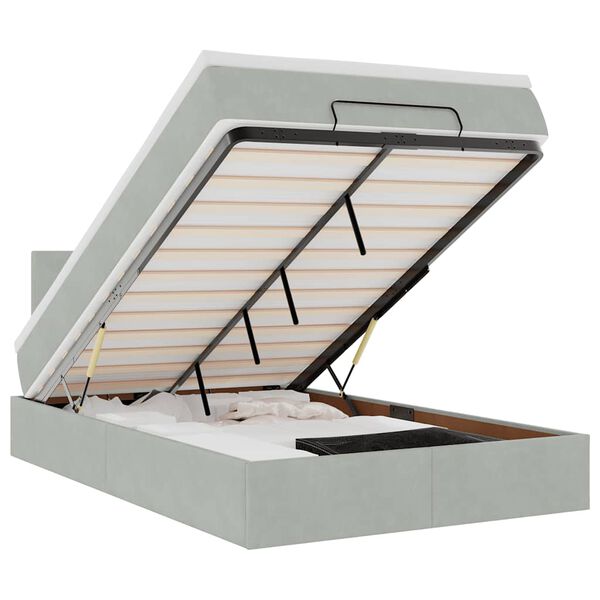 vidaXL osmannisk sengeramme med madras 120x200 cm fl&oslash;jl lysegr&aring;