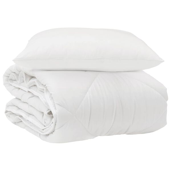 vidaXL &Aring;rsd&aelig;kkende Dyne med pude 2 pcs Hvid Microfiber