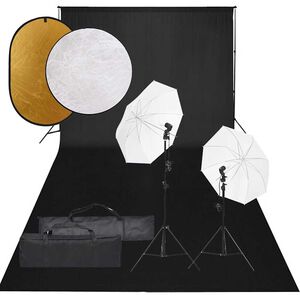 vidaXL fotostudies&aelig;t med lampes&aelig;t + baggrund og reflektor