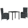vidaXL Have Spisebordss&aelig;t 3 stk. Sort polyrattan