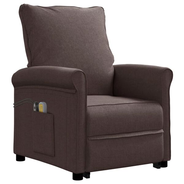 vidaXL løftestol med massagefunktion stof mørkebrun