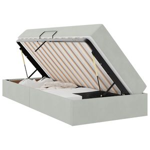 vidaXL Seng med opbevaring og madras Lysegr&aring; 100 x 200 cm Fl&oslash;jl