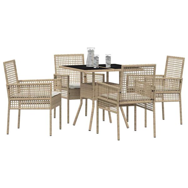 vidaXL Have Spisebordss&aelig;t 5 pcs Beige polyrattan
