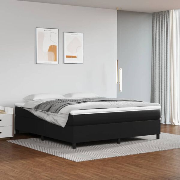 vidaXL Boxspring sengeramme 160x200 cm kunstl&aelig;der sort