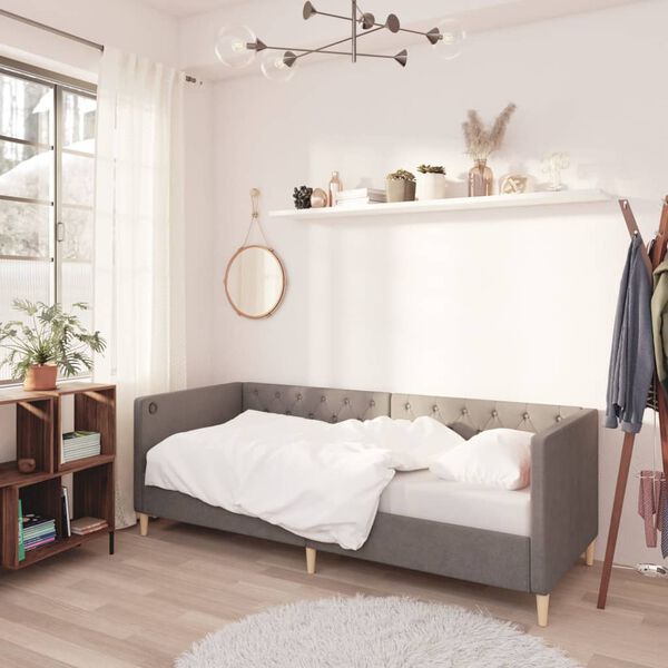 vidaXL daybed med madras og USB 90x200 cm stof lysegr&aring;